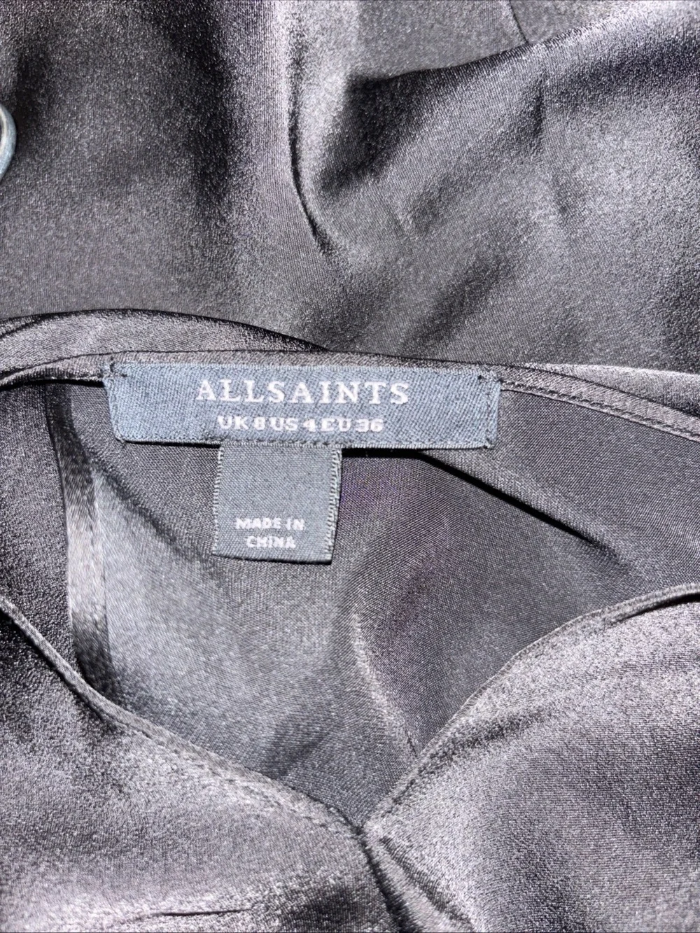 All Saints - Lil Strappy Black Satin
Asymmetric Midi Dress - Size 4 - Picture 7 of 8